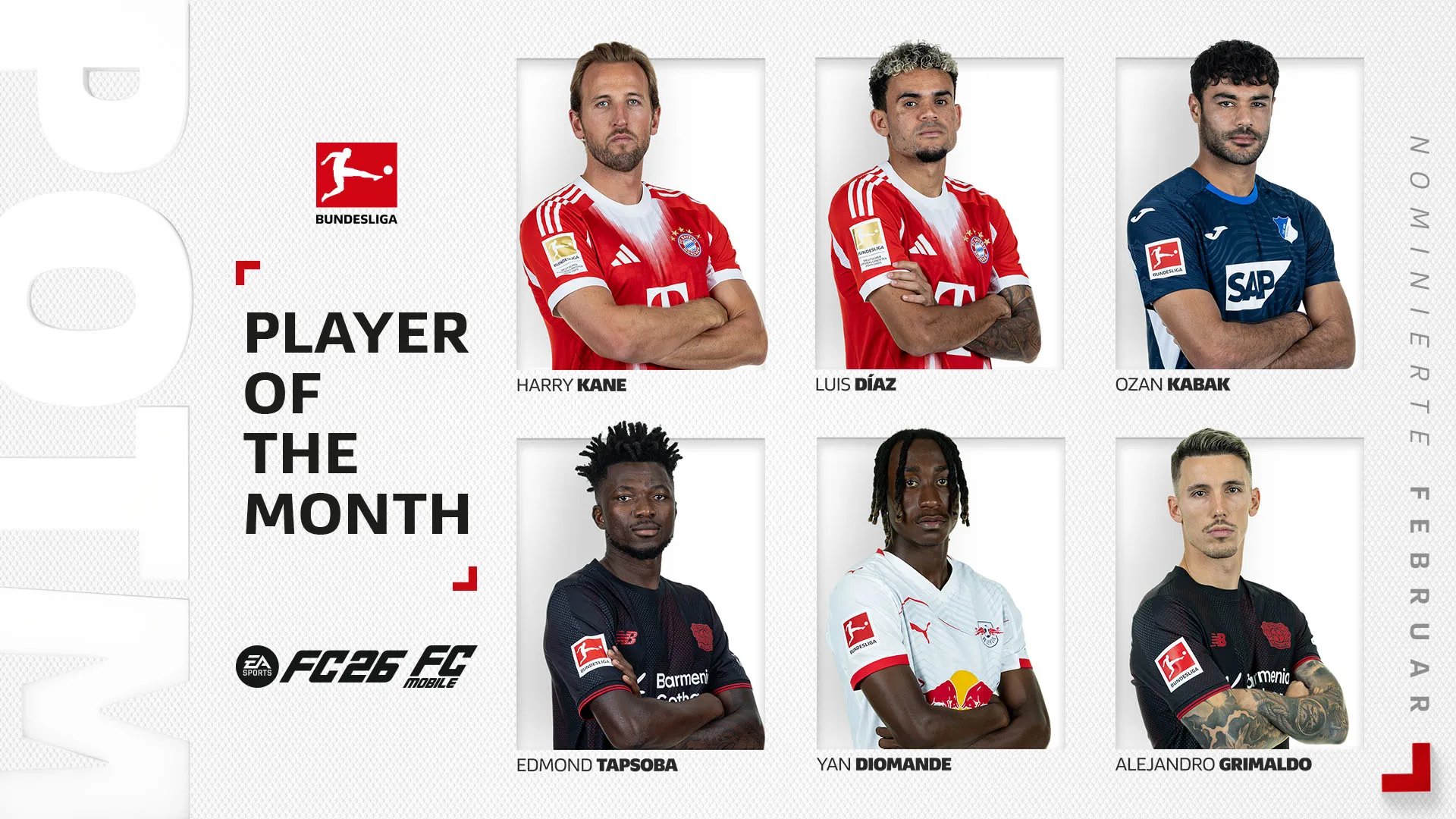 开云kaiyun首页-德甲2月最佳球员候选：凯恩、迪亚斯、迪奥曼德在列